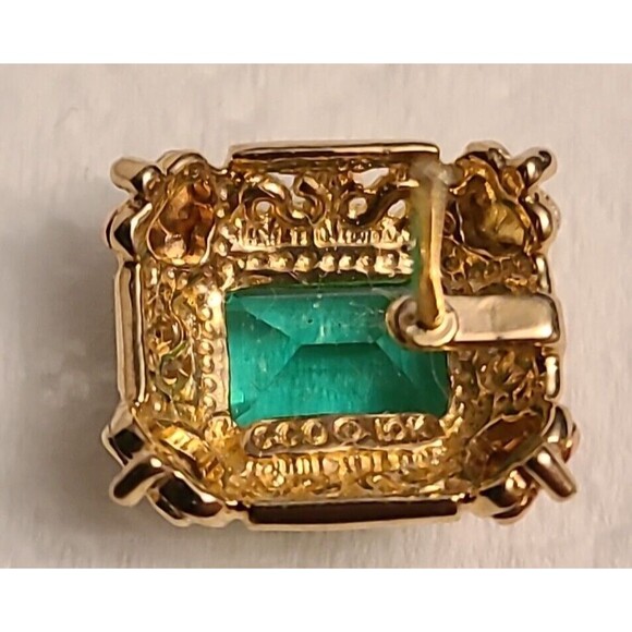 VINTAGE ESTATE 14K GOLD HELENITE EARRINGS SIGNED BLACK HILLS OBSIDIANITE - Picture 4 of 4